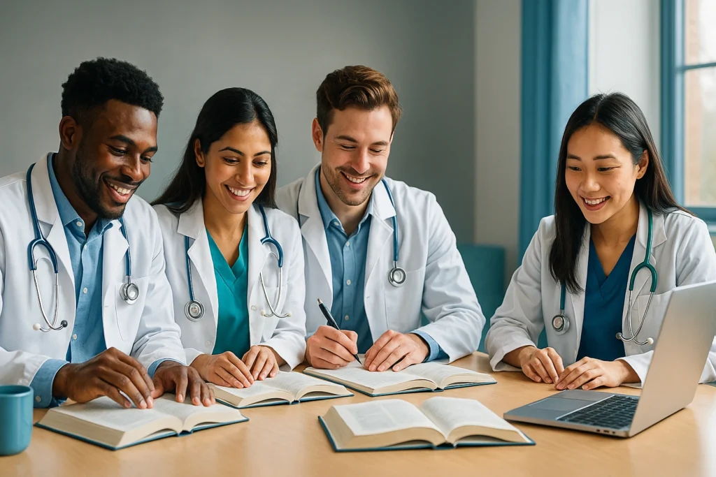medical students prepring for an exam